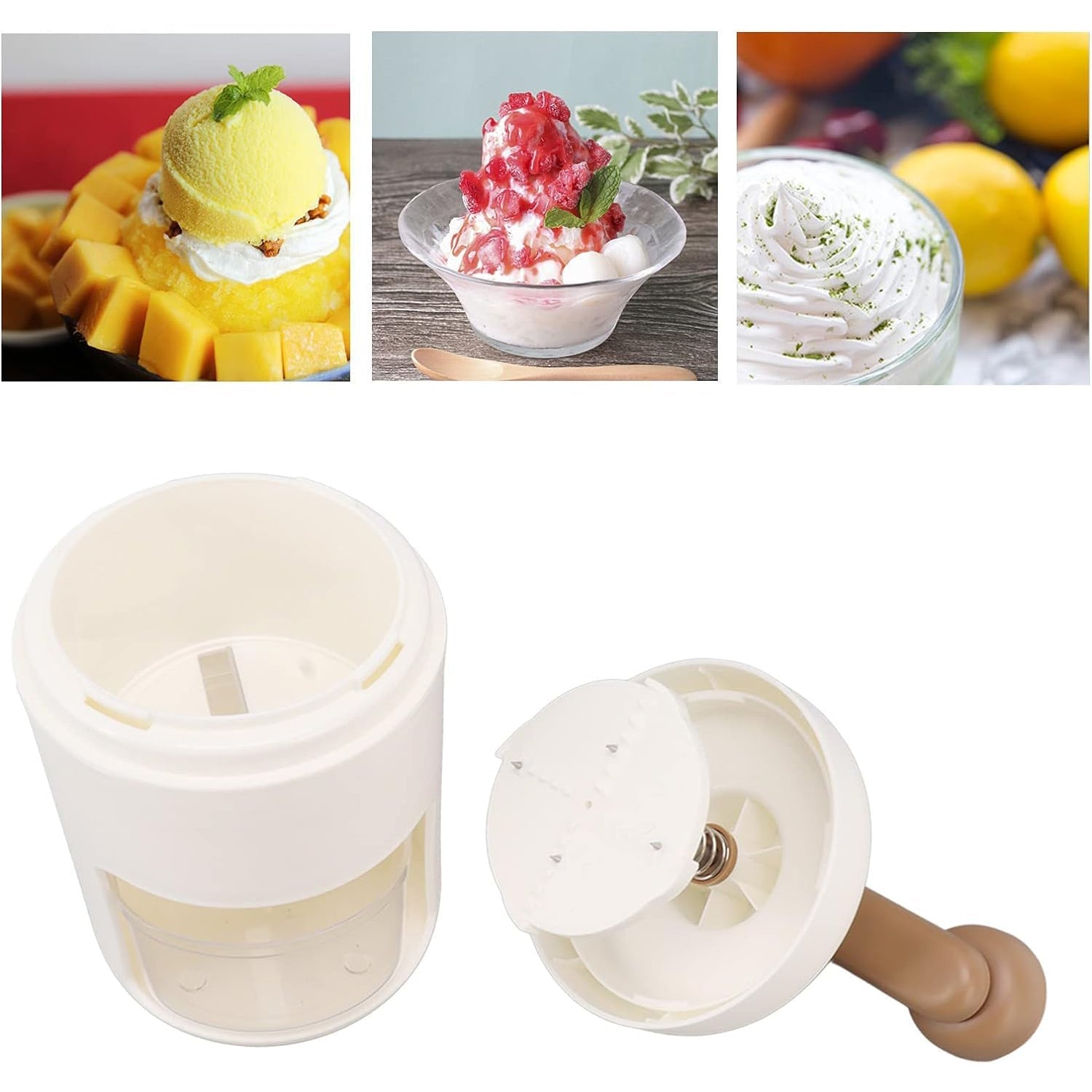 Portable Gola Maker Ice Crusher and Shaved Ice Machine, Hand Shaved Ice Machine Manual Fruit Smoothie Machine Mini Household Ice Shaver Small Ice Crusher - infinityexculsivestore.com