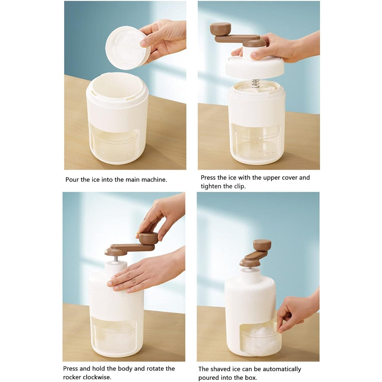 Portable Gola Maker Ice Crusher and Shaved Ice Machine, Hand Shaved Ice Machine Manual Fruit Smoothie Machine Mini Household Ice Shaver Small Ice Crusher - infinityexculsivestore.com