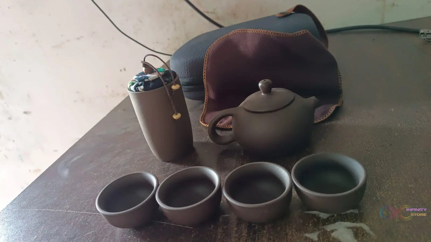 Portable Kung Fu Tea set with a portable travel bag (set of 6pcs) - infinityexculsivestore.com