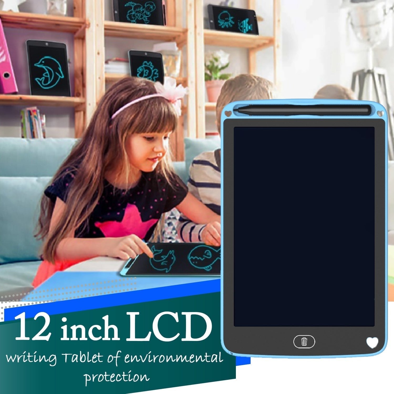 Portable LCD Writing Board Slate Drawing Record Notes Digital Notepad with Pen Handwriting Pad Paperless Graphic Tablet for Kids 12 inch - infinityexculsivestore.com