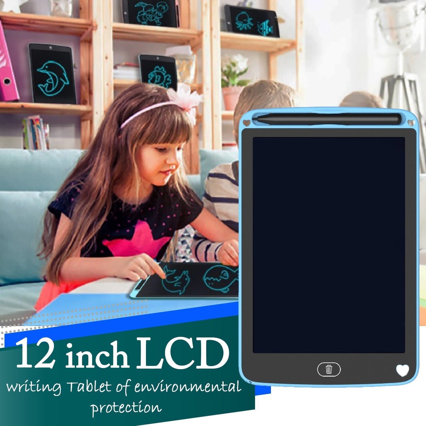 Portable LCD Writing Board Slate Drawing Record Notes Digital Notepad with Pen Handwriting Pad Paperless Graphic Tablet for Kids 12 inch - infinityexculsivestore.com