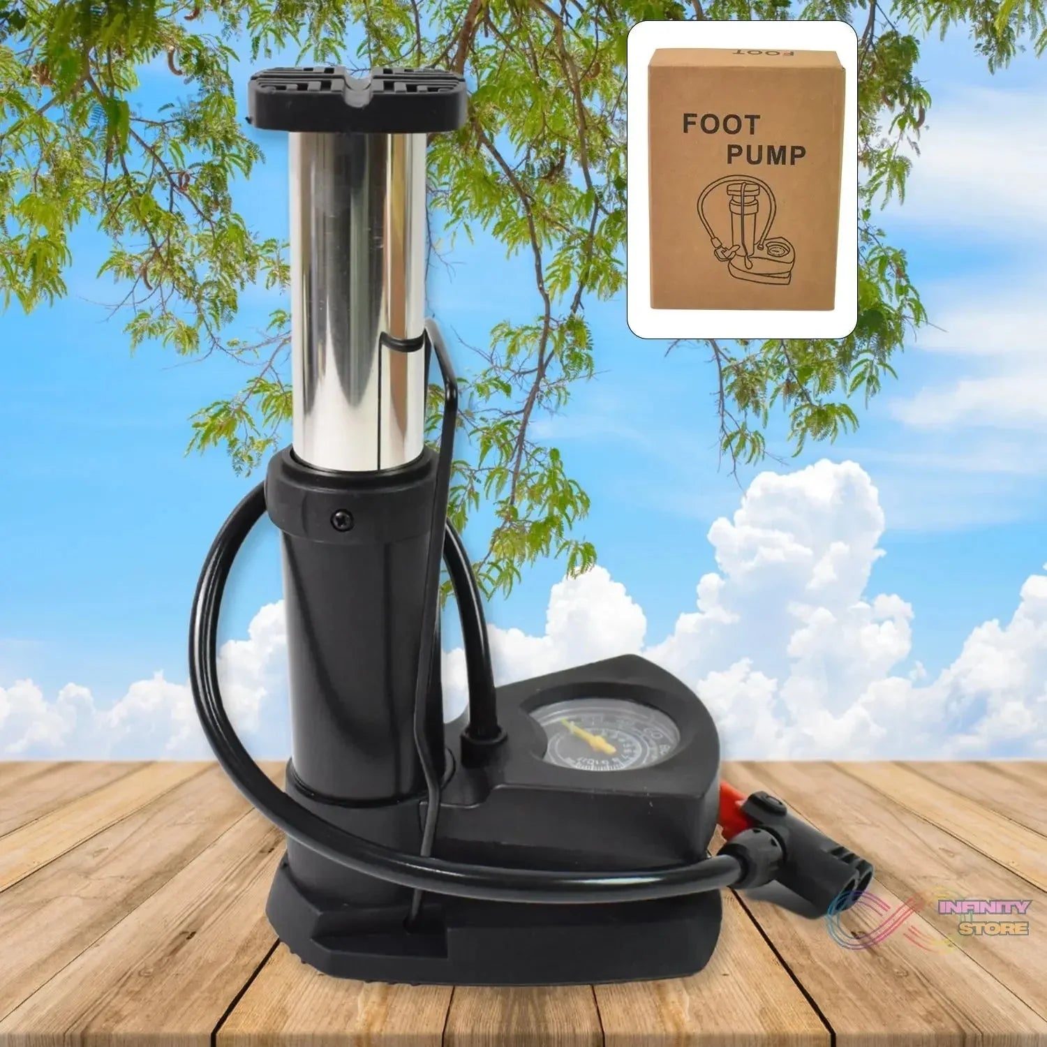 Portable Mini Bike Pump / Cycle Pump Foot (1 Pc) - infinityexculsivestore.com