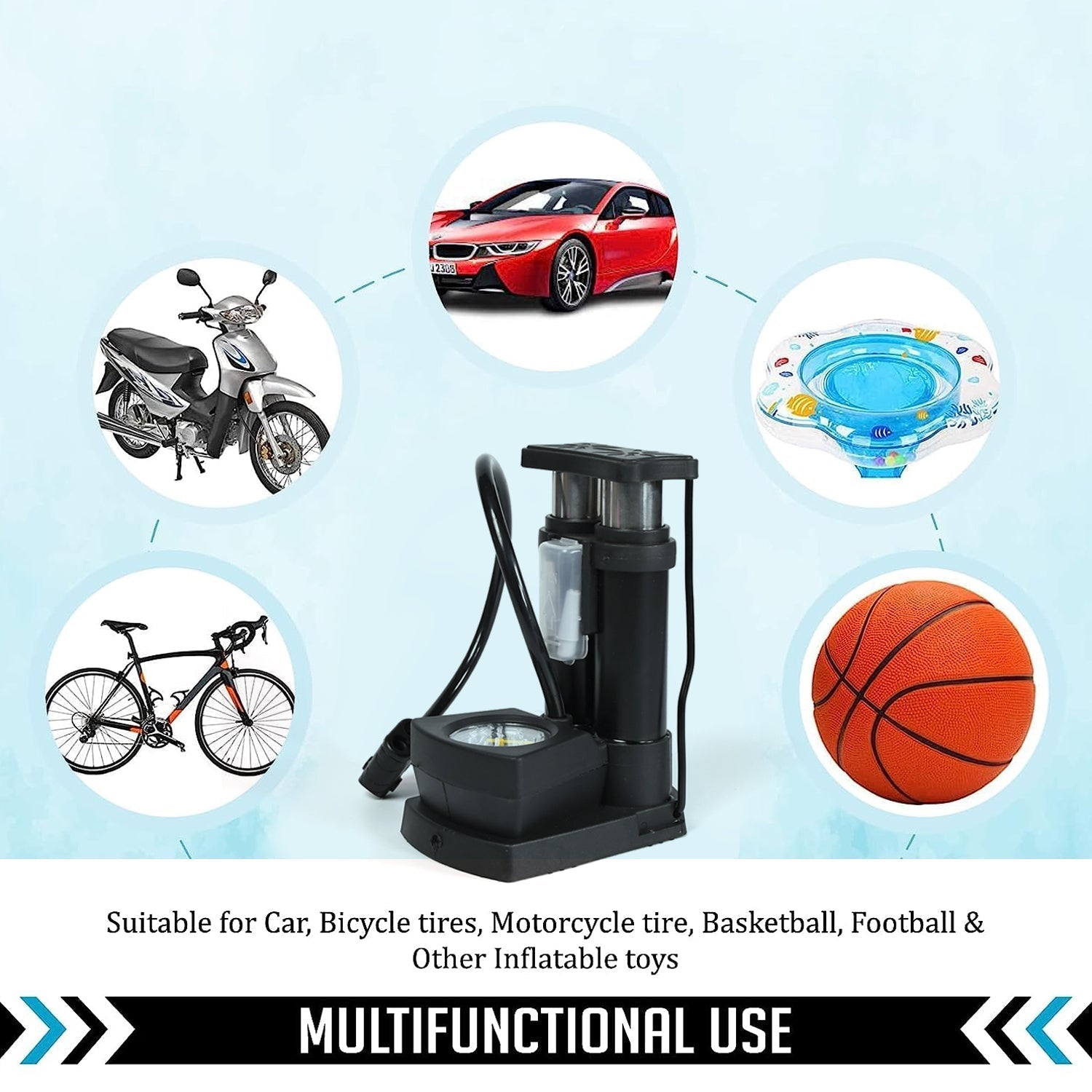Portable Mini Bike Pump with Gauge - infinityexculsivestore.com
