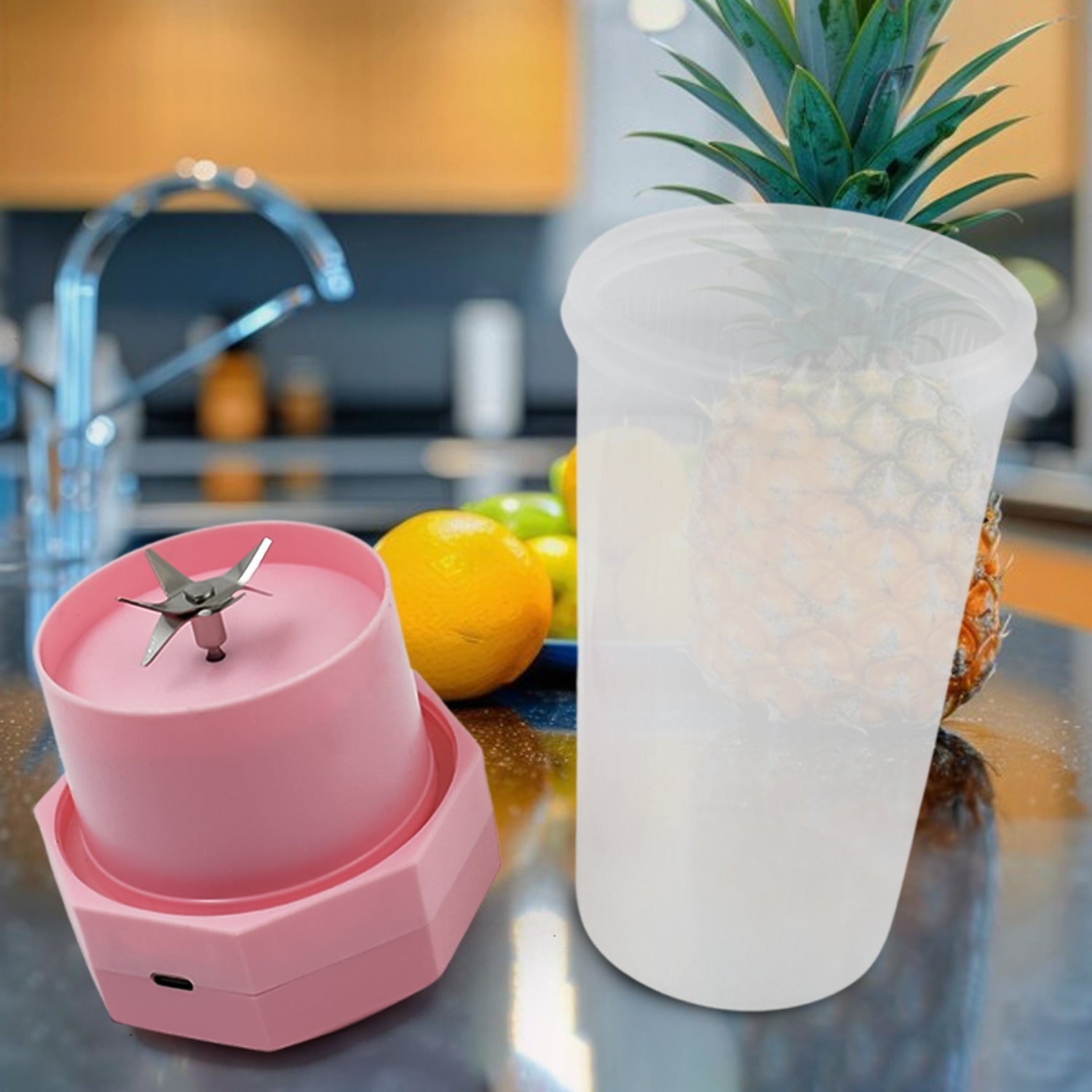 Portable Multifunctional Electric Juicer Cup, USB Juice Maker 6 blade (350 ML) - infinityexculsivestore.com