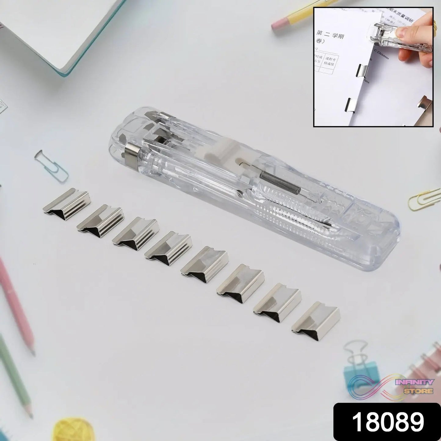 Portable Paper Clamp With 8 Pcs Clip Dispenser Handheld Paper Fast Clam (1 Set) - infinityexculsivestore.com