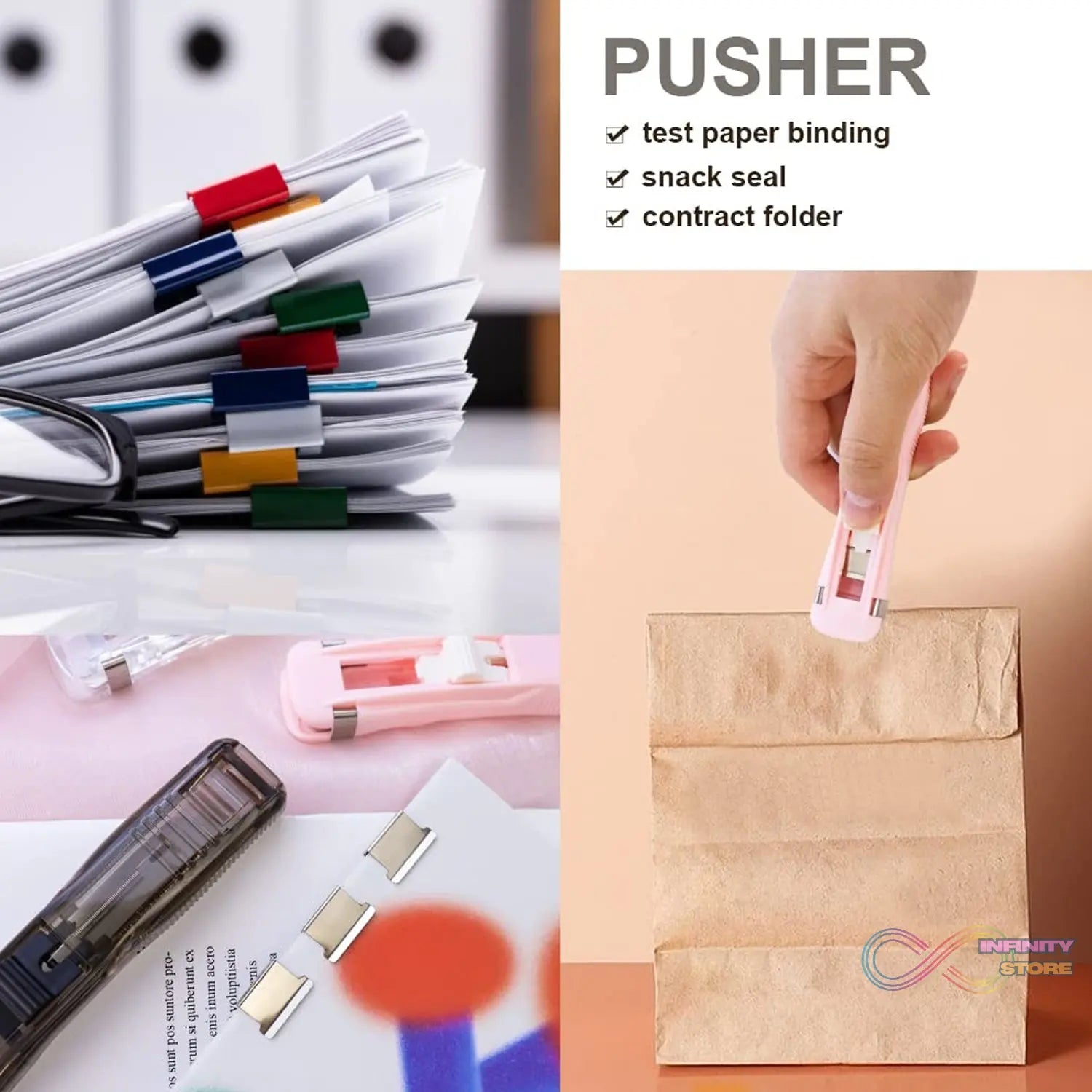 Portable Paper Clamp With 8 Pcs Clip Dispenser Handheld Paper Fast Clam (1 Set) - infinityexculsivestore.com