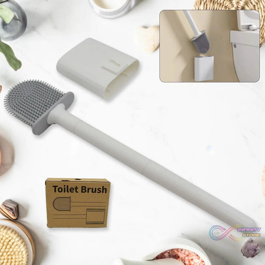 Portable Silicone Toilet Brush with Holder Flex Toilet Brush - Wall Mounted Anti - drip Set Toilet Cleaner Brush | Non - Slip Long Handle Toilet Brush Pack of 1 - infinityexculsivestore.com