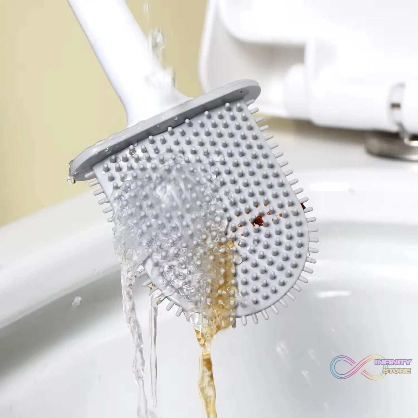 Portable Silicone Toilet Brush with Holder Flex Toilet Brush - Wall Mounted Anti - drip Set Toilet Cleaner Brush | Non - Slip Long Handle Toilet Brush Pack of 1 - infinityexculsivestore.com