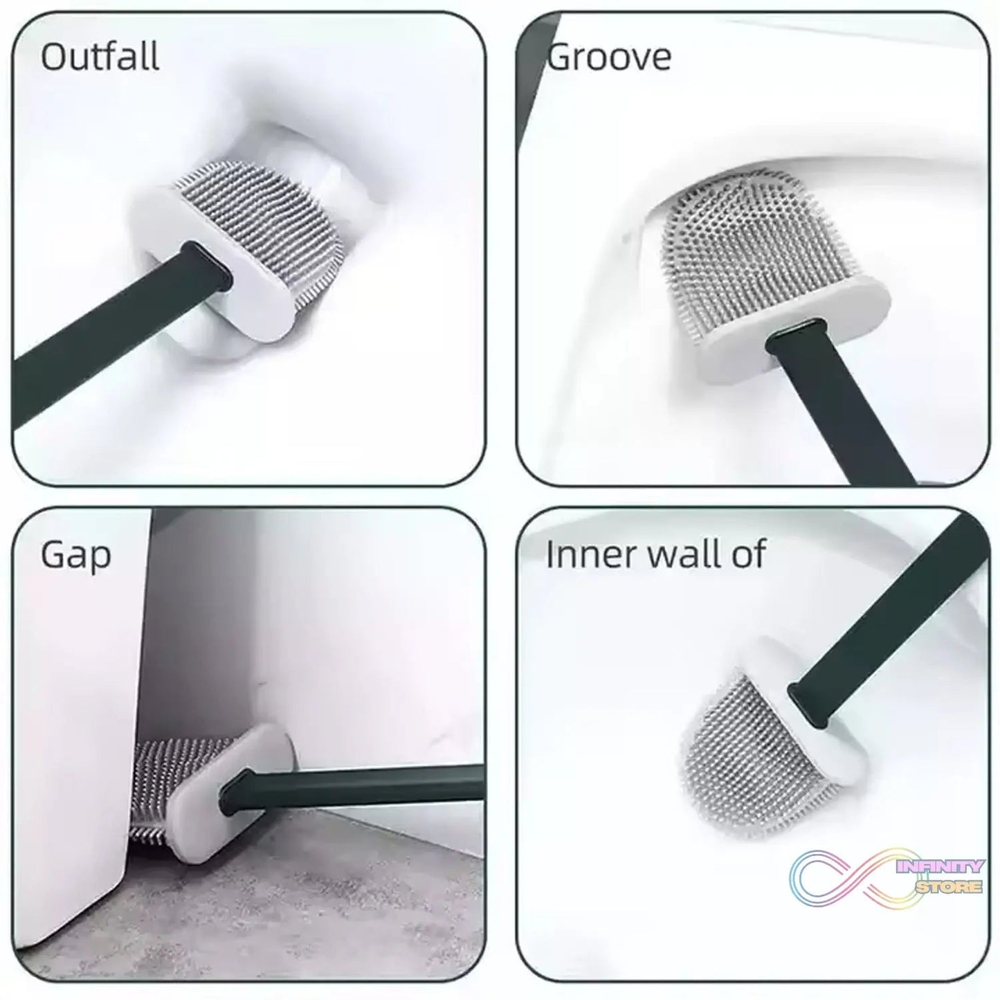 Portable Silicone Toilet Brush with Holder Flex Toilet Brush - Wall Mounted Anti - drip Set Toilet Cleaner Brush | Non - Slip Long Handle Toilet Brush Pack of 1 - infinityexculsivestore.com