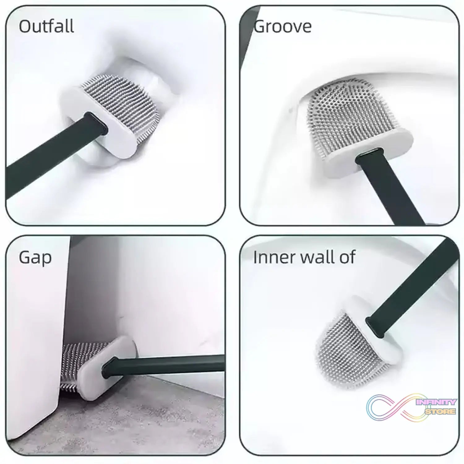Portable Silicone Toilet Brush with Holder Flex Toilet Brush - Wall Mounted Anti - drip Set Toilet Cleaner Brush | Non - Slip Long Handle Toilet Brush Pack of 1 - infinityexculsivestore.com