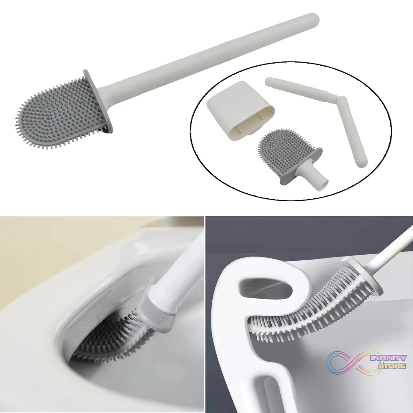 Portable Silicone Toilet Brush with Holder Flex Toilet Brush - Wall Mounted Anti - drip Set Toilet Cleaner Brush | Non - Slip Long Handle Toilet Brush Pack of 1 - infinityexculsivestore.com