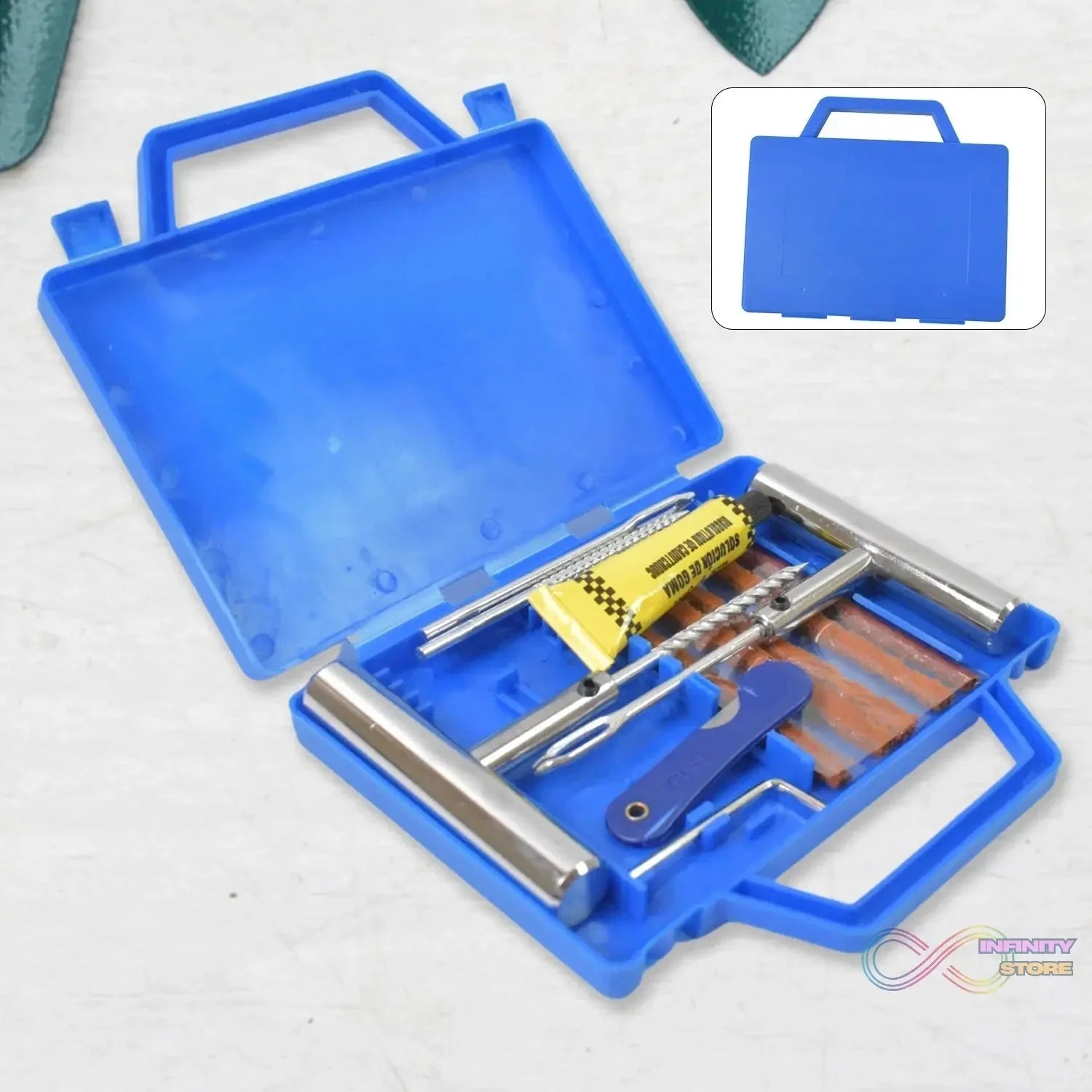 Portable Tire Repair Kit Tyre Repairing Tool Set with Box (13 Pcs Set) - infinityexculsivestore.com