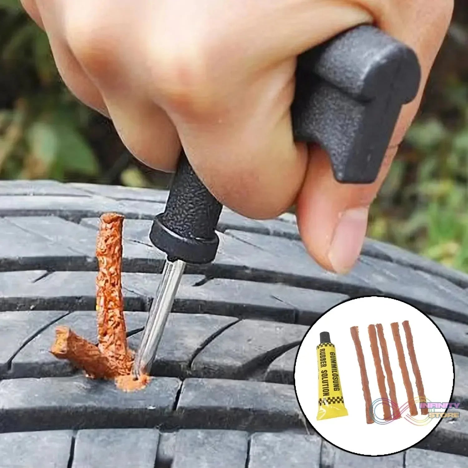 Portable Tire Repair Kit Tyre Repairing Tool Set with Box (13 Pcs Set) - infinityexculsivestore.com
