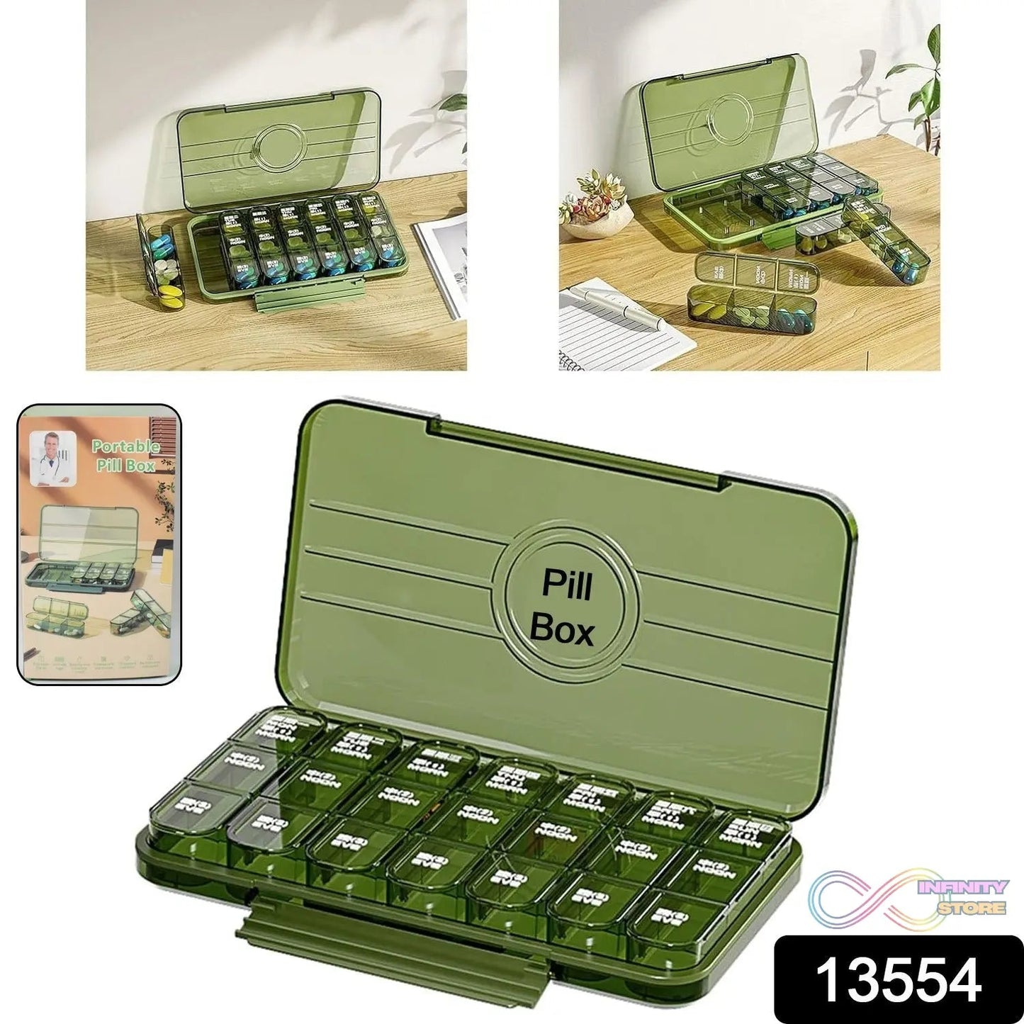 Portable Weekly Pill Box Organiser Daily Pill Keeper 21 Grid Container (1 Pc) - infinityexculsivestore.com