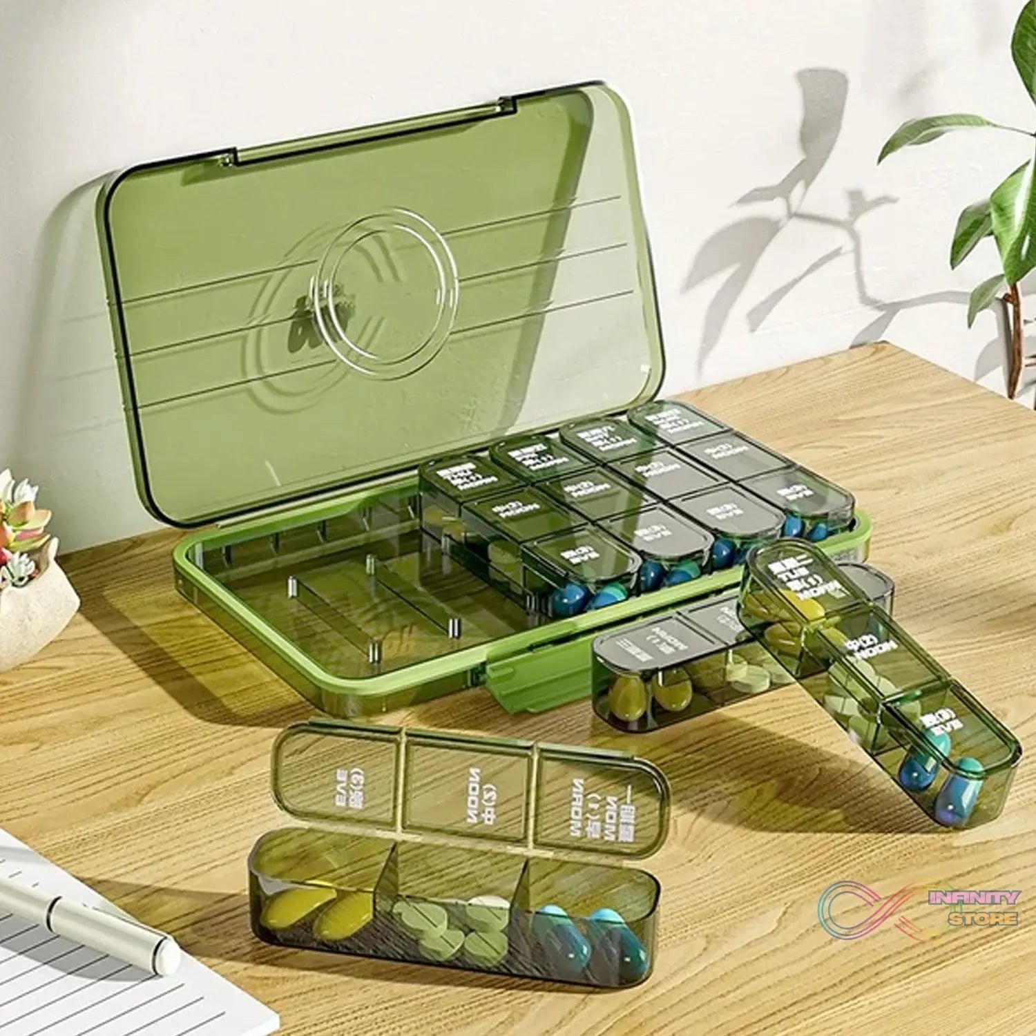 Portable Weekly Pill Box Organiser Daily Pill Keeper 21 Grid Container (1 Pc) - infinityexculsivestore.com
