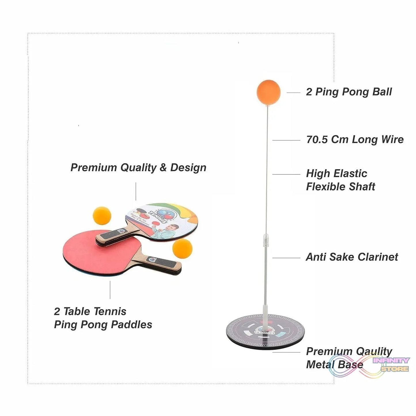 Portable Wiff Waff Rebound Table Tennis Trainer Set (1 Set) - infinityexculsivestore.com