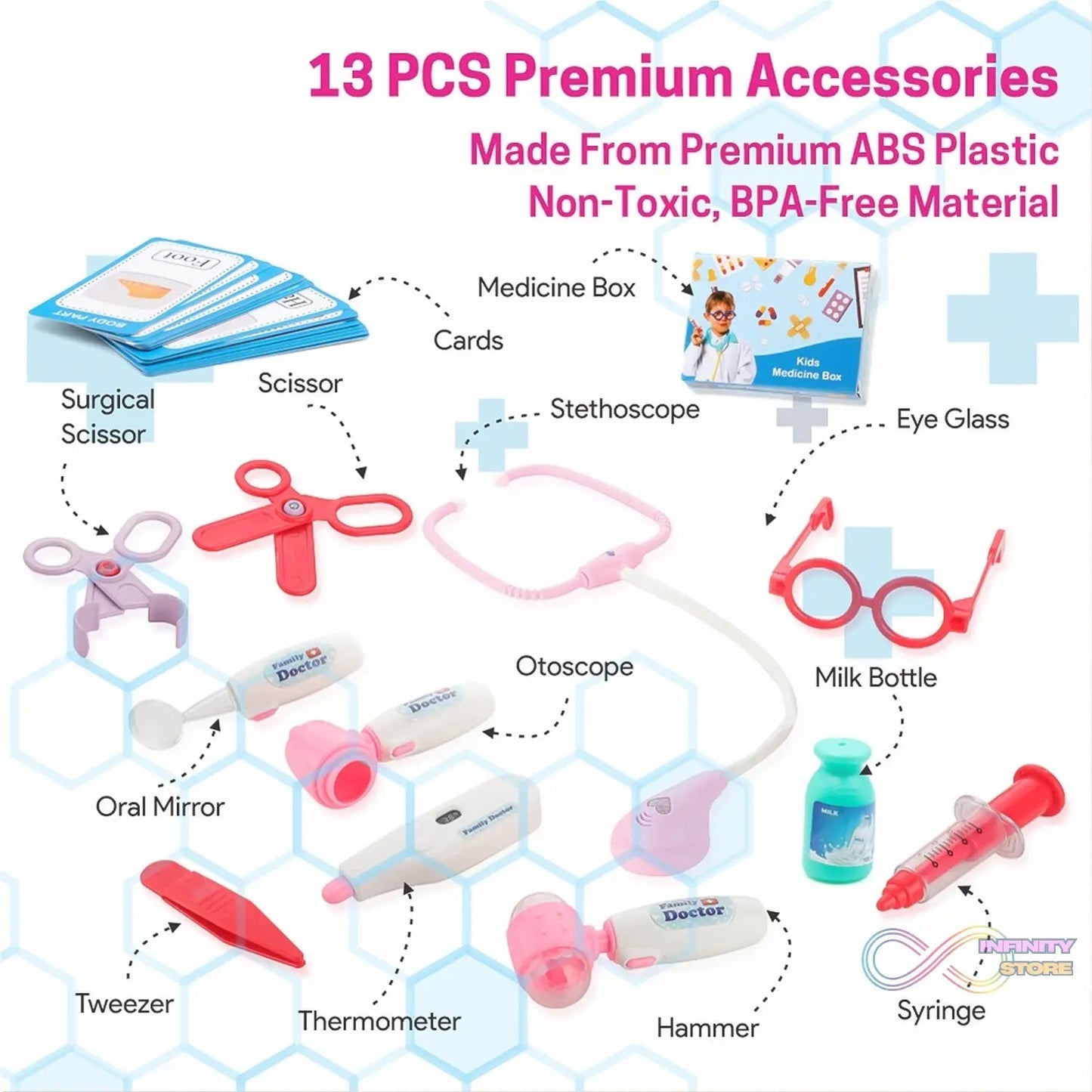 Premium Doctor Set Trolley Little Doctor Kids Toy (1 Set) - infinityexculsivestore.com