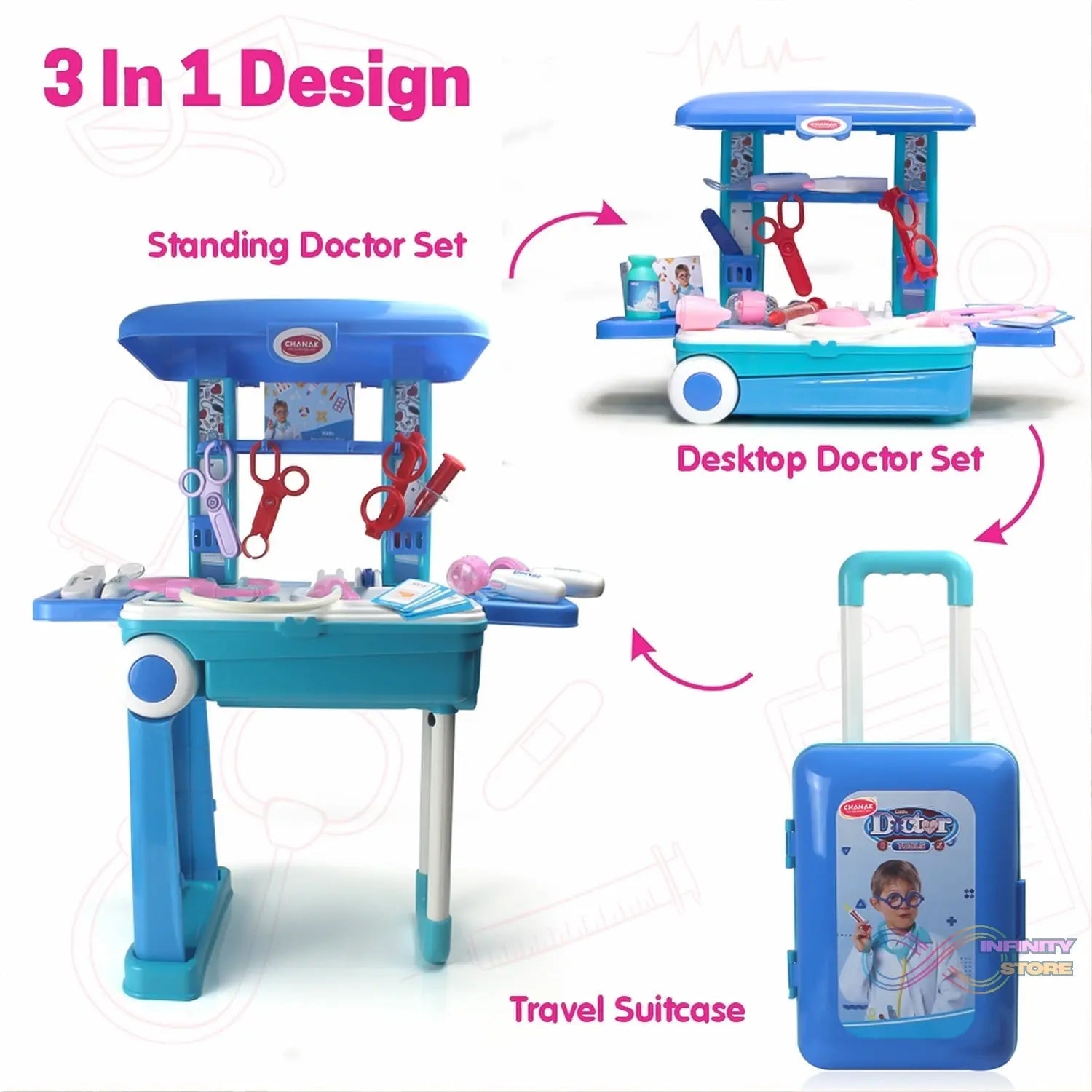 Premium Doctor Set Trolley Little Doctor Kids Toy (1 Set) - infinityexculsivestore.com