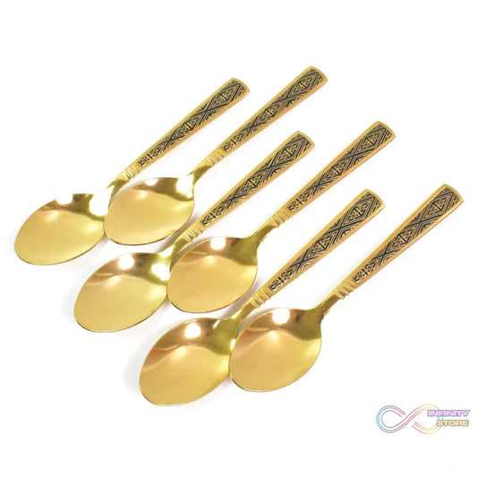 Premium Luxurious Stainless Steel Coated Spoons (6 Pcs Set / Golden) - infinityexculsivestore.com
