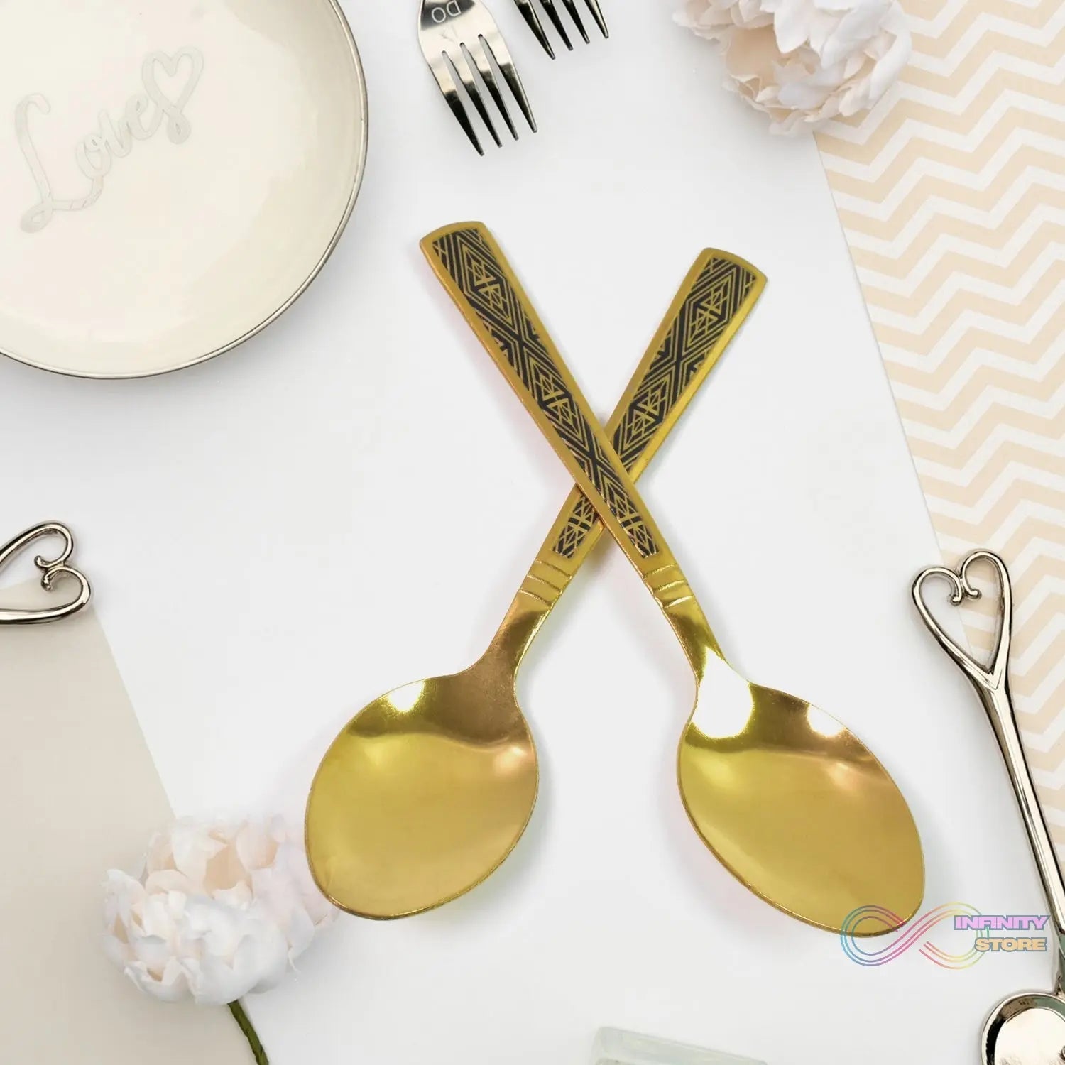 Premium Luxurious Stainless Steel Coated Spoons (6 Pcs Set / Golden) - infinityexculsivestore.com