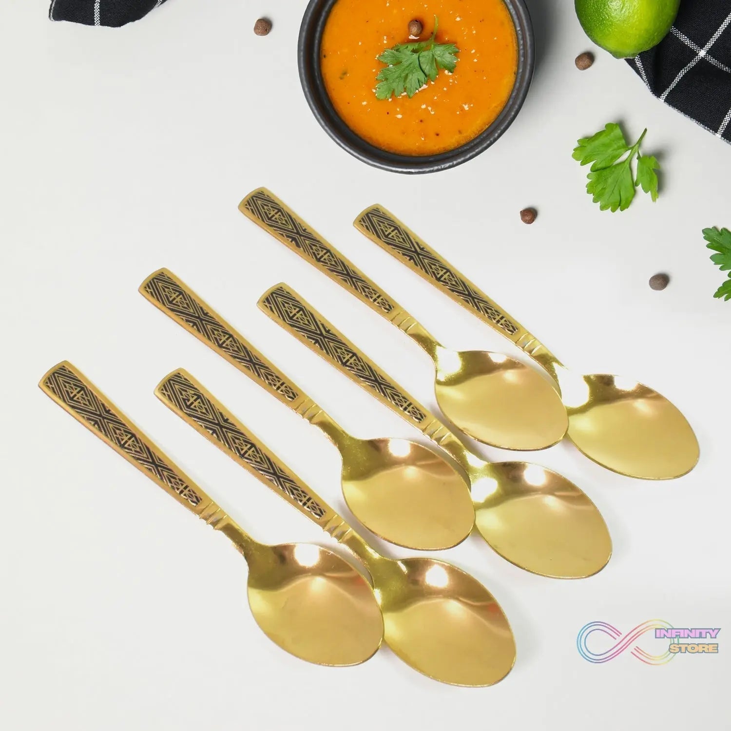 Premium Luxurious Stainless Steel Coated Spoons (6 Pcs Set / Golden) - infinityexculsivestore.com