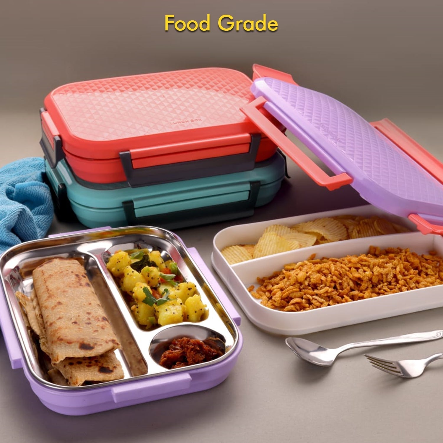Premium Multi - Compartment Steel Lunch Box for Office, School & Travel - infinityexculsivestore.com