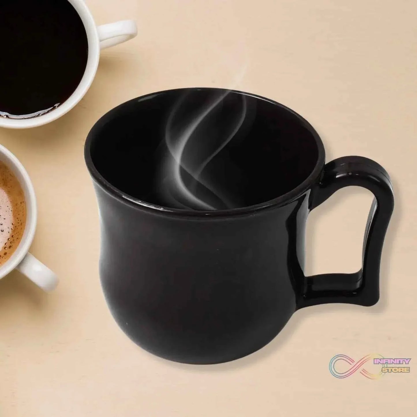 Premium Plastic Coffee / Tea Cups / Mug with Handle (1 Pc / With Color Box / Black) - infinityexculsivestore.com