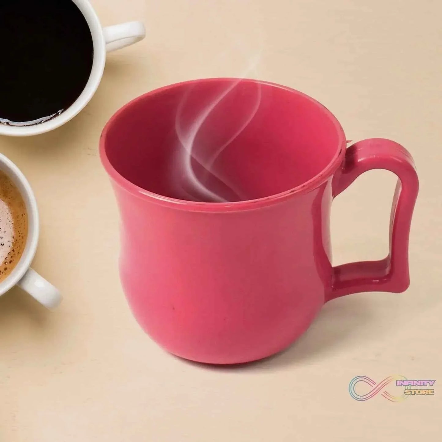 Premium Plastic Coffee / Tea Cups / Mug with Handle (1 Pc / With Color Box / Mix Color) - infinityexculsivestore.com