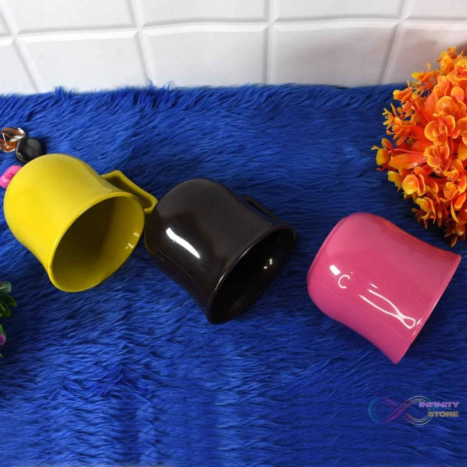Premium Plastic Coffee / Tea Cups / Mug with Handle (1 Pc / With Color Box / Mix Color) - infinityexculsivestore.com