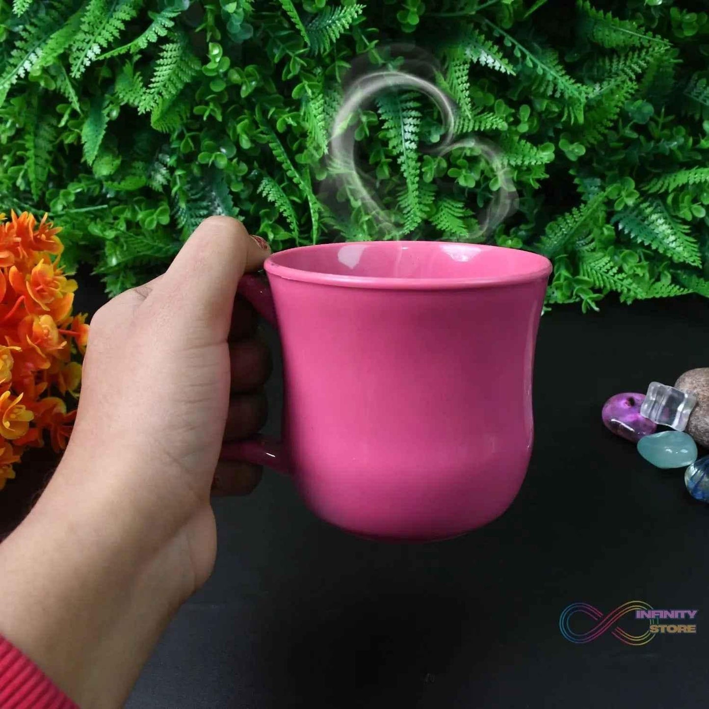 Premium Plastic Coffee / Tea Cups / Mug with Handle (1 Pc / With Color Box / Mix Color) - infinityexculsivestore.com