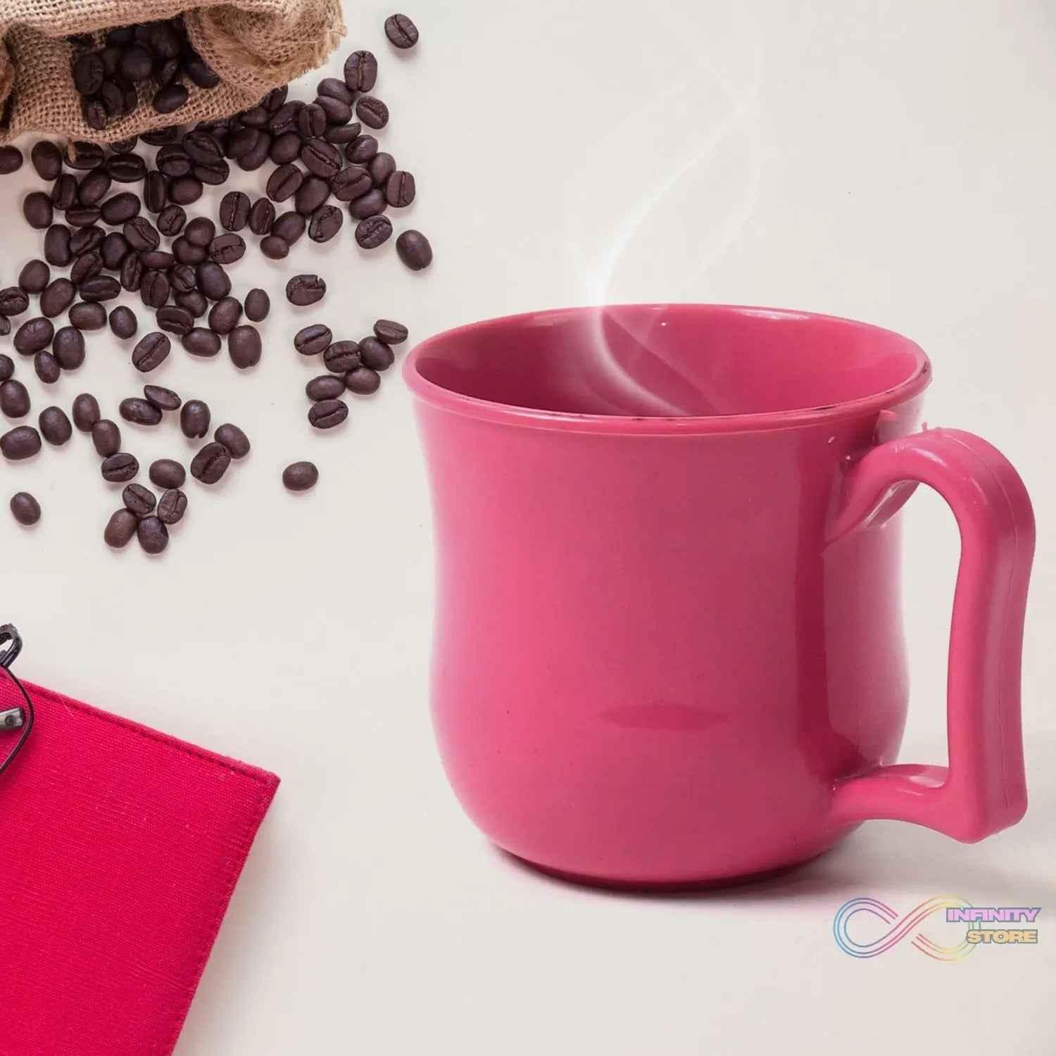 Premium Plastic Coffee / Tea Cups / Mug with Handle (1 Pc / With Color Box / Mix Color) - infinityexculsivestore.com
