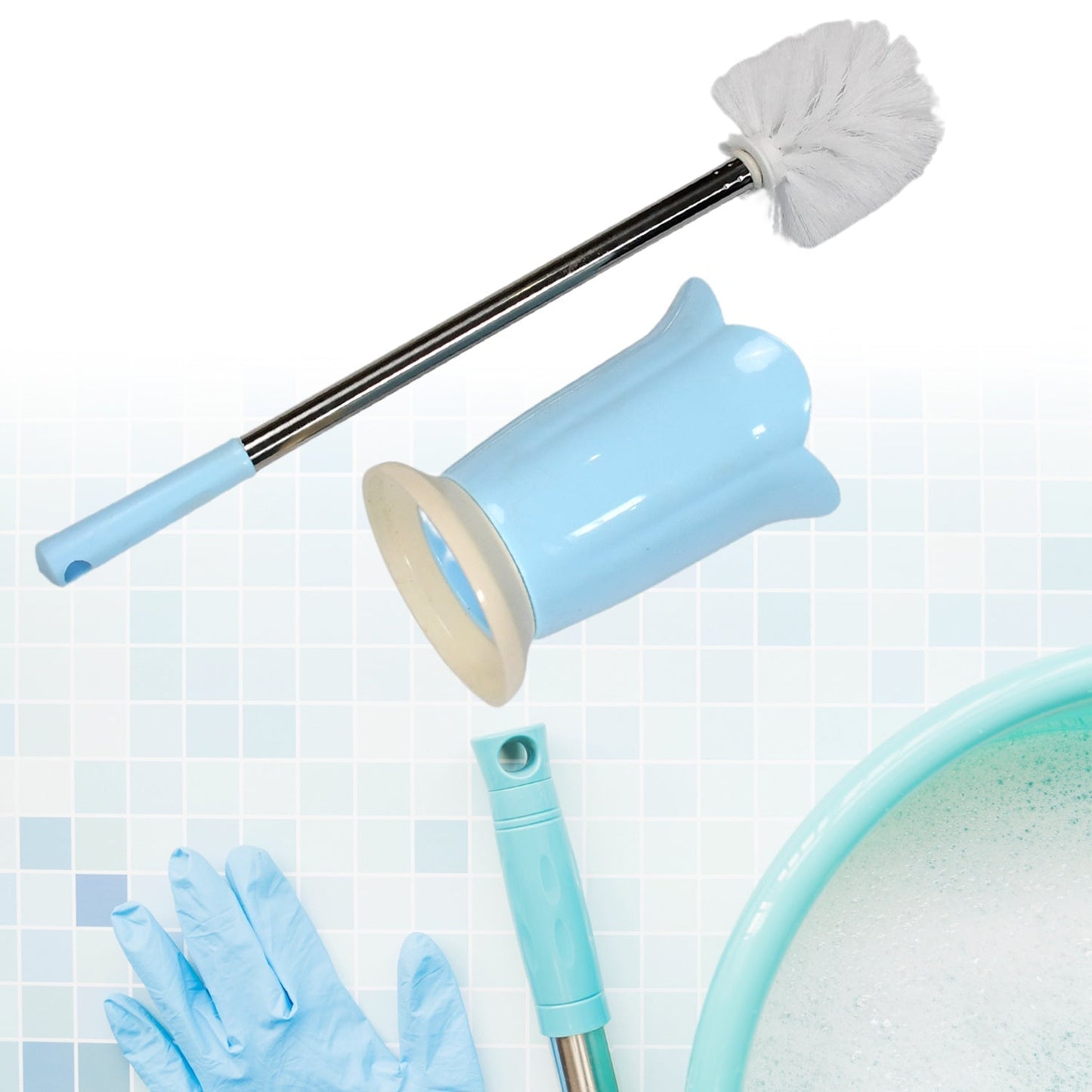 Premium Toilet Plastic Brush with Holder Stand Western and Indian Toilet Bathroom Cleaning - infinityexculsivestore.com