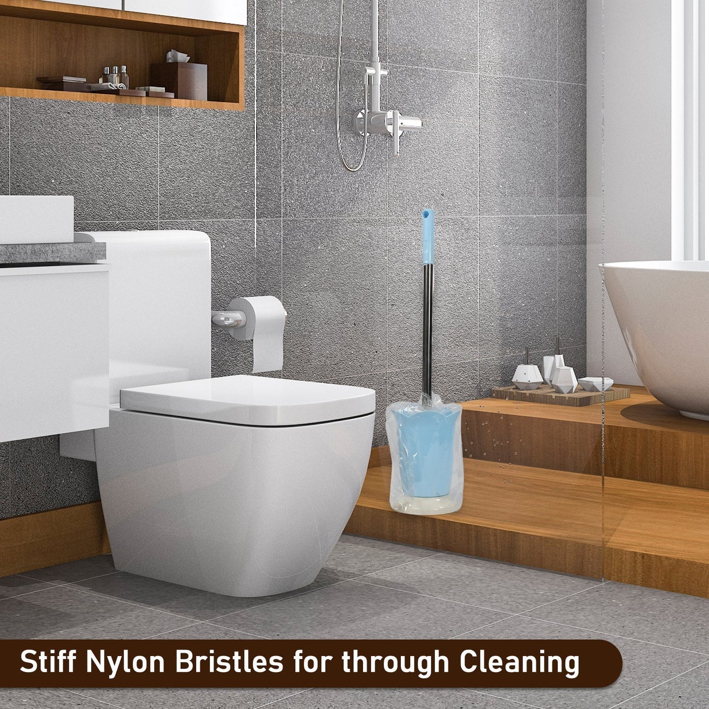 Premium Toilet Plastic Brush with Holder Stand Western and Indian Toilet Bathroom Cleaning - infinityexculsivestore.com