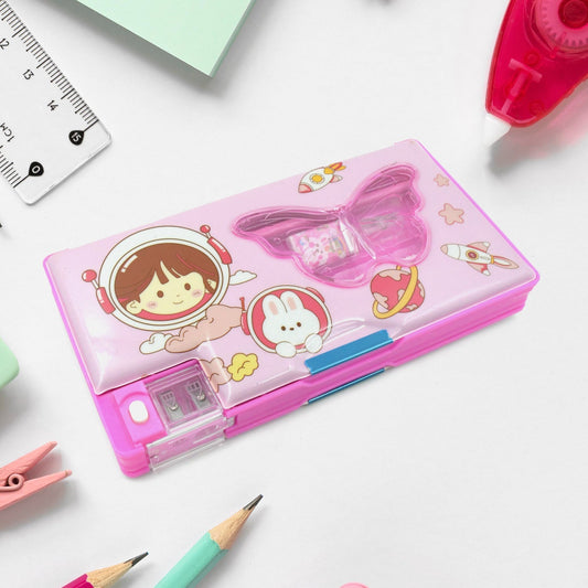 Printed Pencil Case for Kids (1 Pc): Multi - Compartment, Compass Box - infinityexculsivestore.com