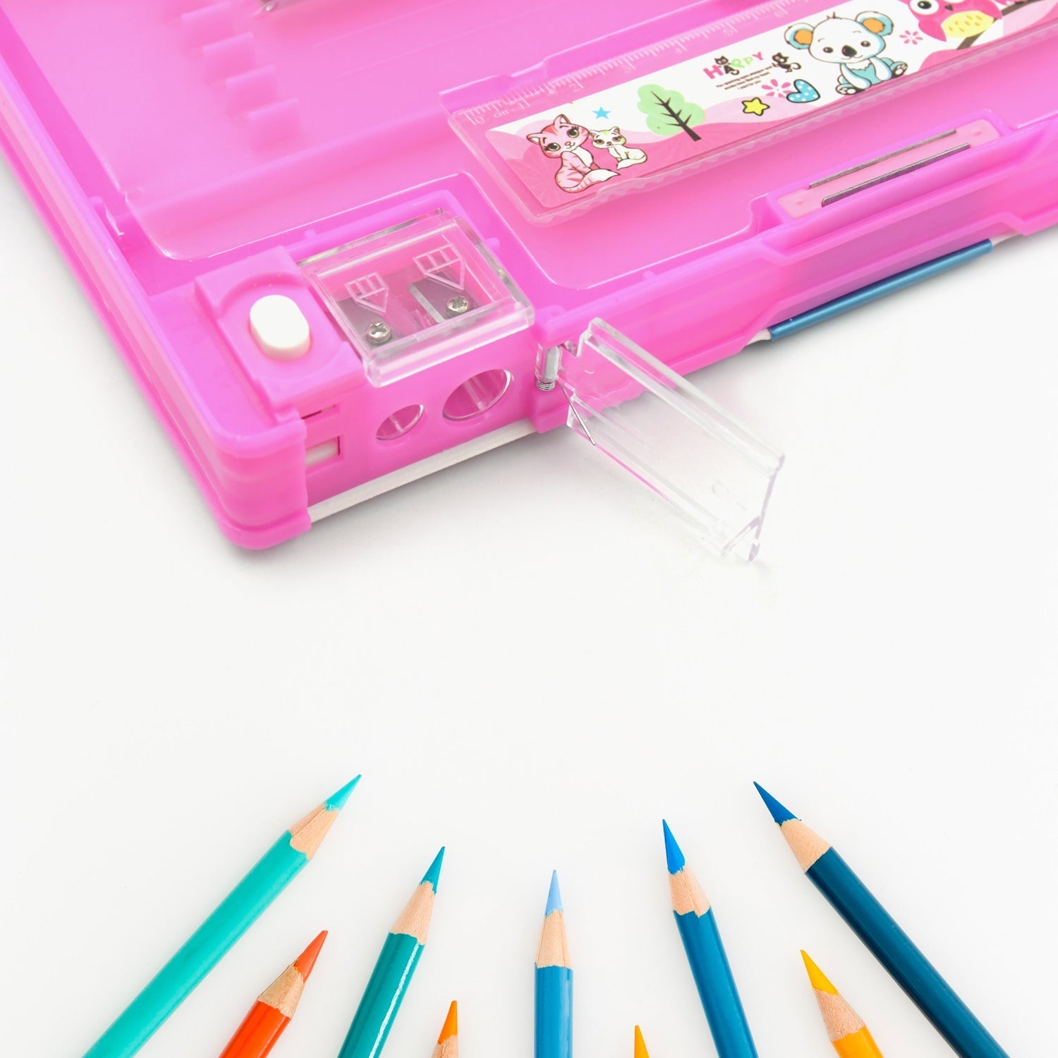 Printed Pencil Case for Kids (1 Pc): Multi - Compartment, Compass Box - infinityexculsivestore.com