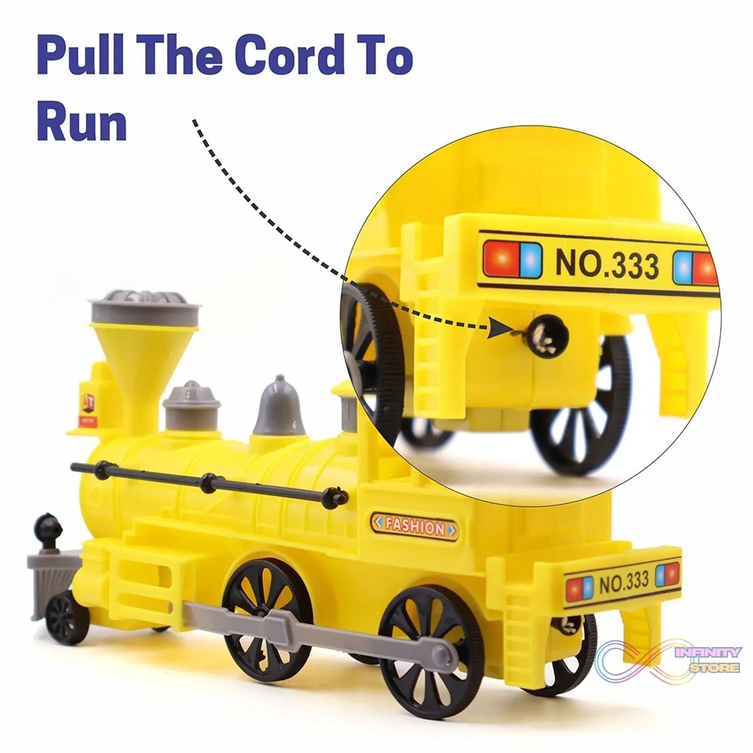 Pull and Go Train with Light Plastic String Pull Back Train (1 Pc / Mix Color) - infinityexculsivestore.com
