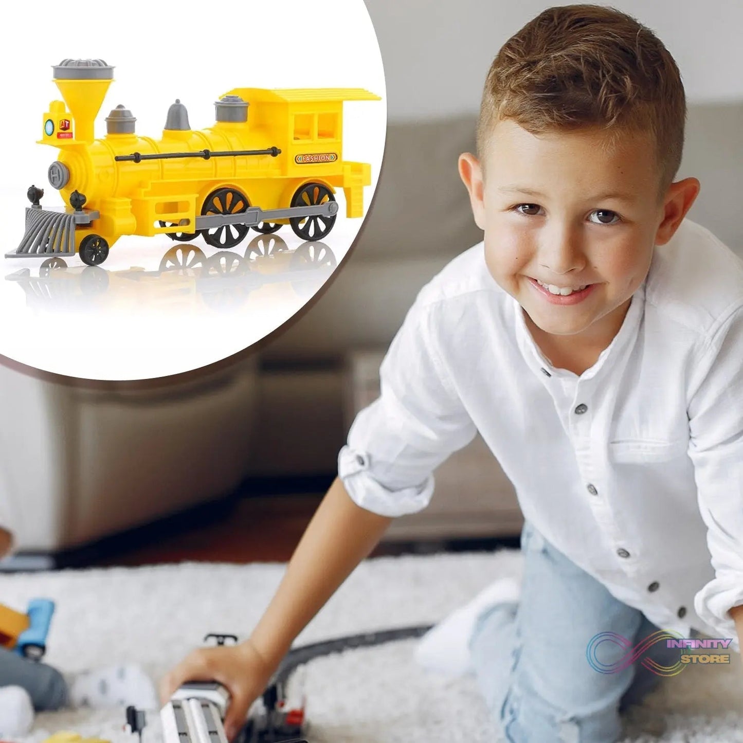 Pull and Go Train with Light Plastic String Pull Back Train (1 Pc / Mix Color) - infinityexculsivestore.com