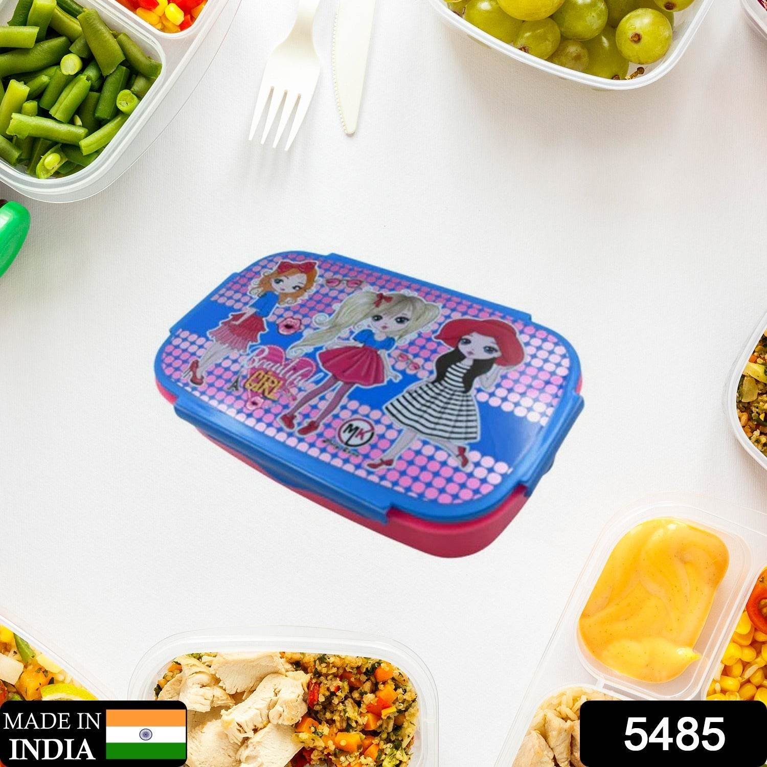 CARTOON PRINTED PLASTIC LUNCH BOX WITH INSIDE SMALL BOX & SPOON FOR KIDS, AIR TIGHT LUNCH TIFFIN BOX FOR GIRLS BOYS, FOOD CONTAINER, SPECIALLY DESIGNED FOR SCHOOL GOING BOYS AND GIRLS - infinityexculsivestore.com