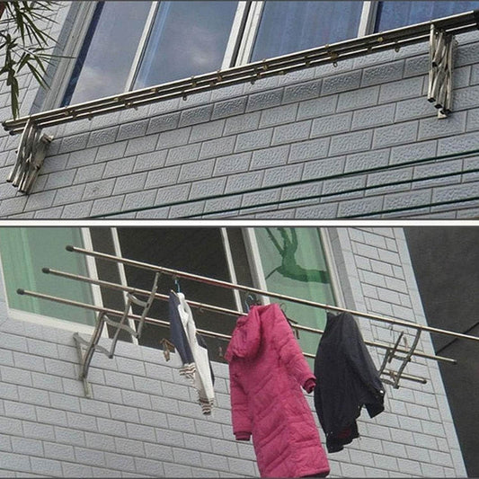 Clothes Rail Rack Clothes Drying Racks, Airer Clothes Drying Rack Wall Mounted Clotheshorse Clothes Airer Washing Cloth Line Extendable Fold Towel Rack Bar for Bathroom Indoor Outdoor - infinityexculsivestore.com