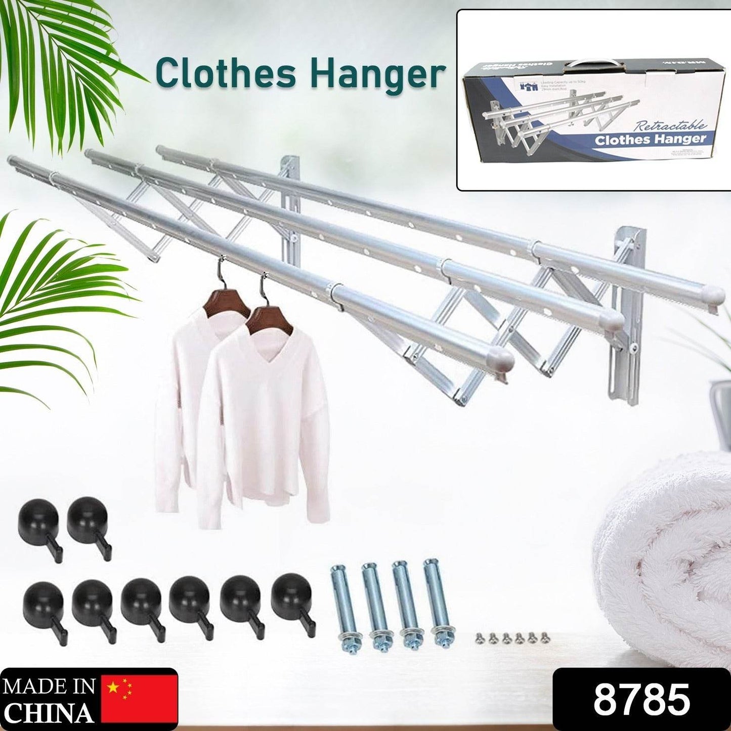 Clothes Rail Rack Clothes Drying Racks, Airer Clothes Drying Rack Wall Mounted Clotheshorse Clothes Airer Washing Cloth Line Extendable Fold Towel Rack Bar for Bathroom Indoor Outdoor - infinityexculsivestore.com