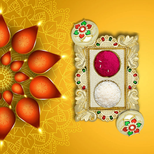 Rakasha Bandhan Special Puja Thali, Kumkum Thali Holder, Pooja Return Gift, Indian Housewarming Gifts, Brother / Bhai / Bhabhi / Sister / Family Rakhi for Rakshabandhan, Diwali - infinityexculsivestore.com