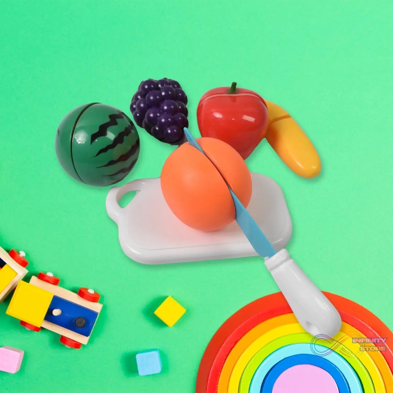 Realistic Sliceable Fruits Cutting Play Toy Set (7 Pcs Set) - infinityexculsivestore.com