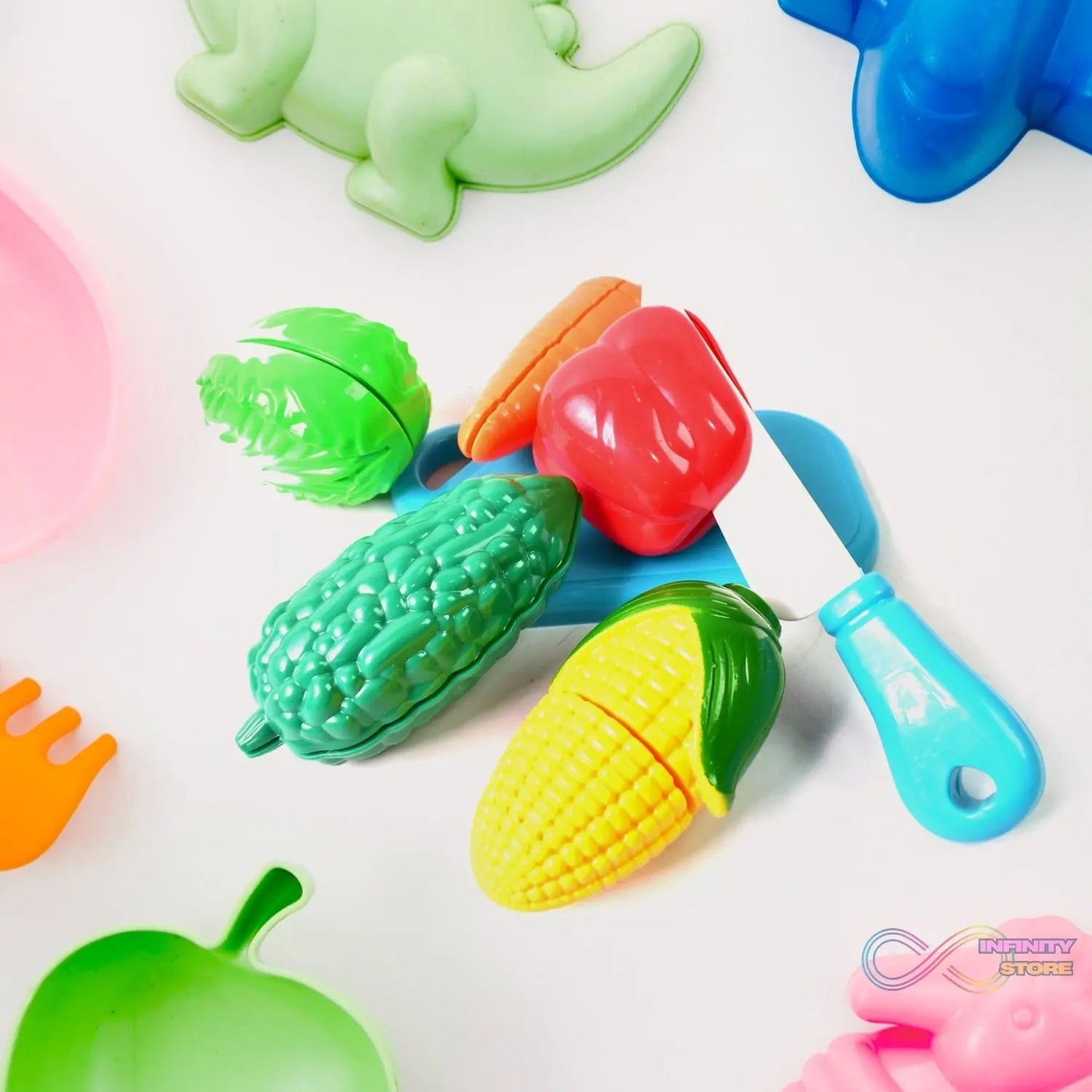 Realistic slice - able fruits and vegetables cut in 2 part play toy set - infinityexculsivestore.com