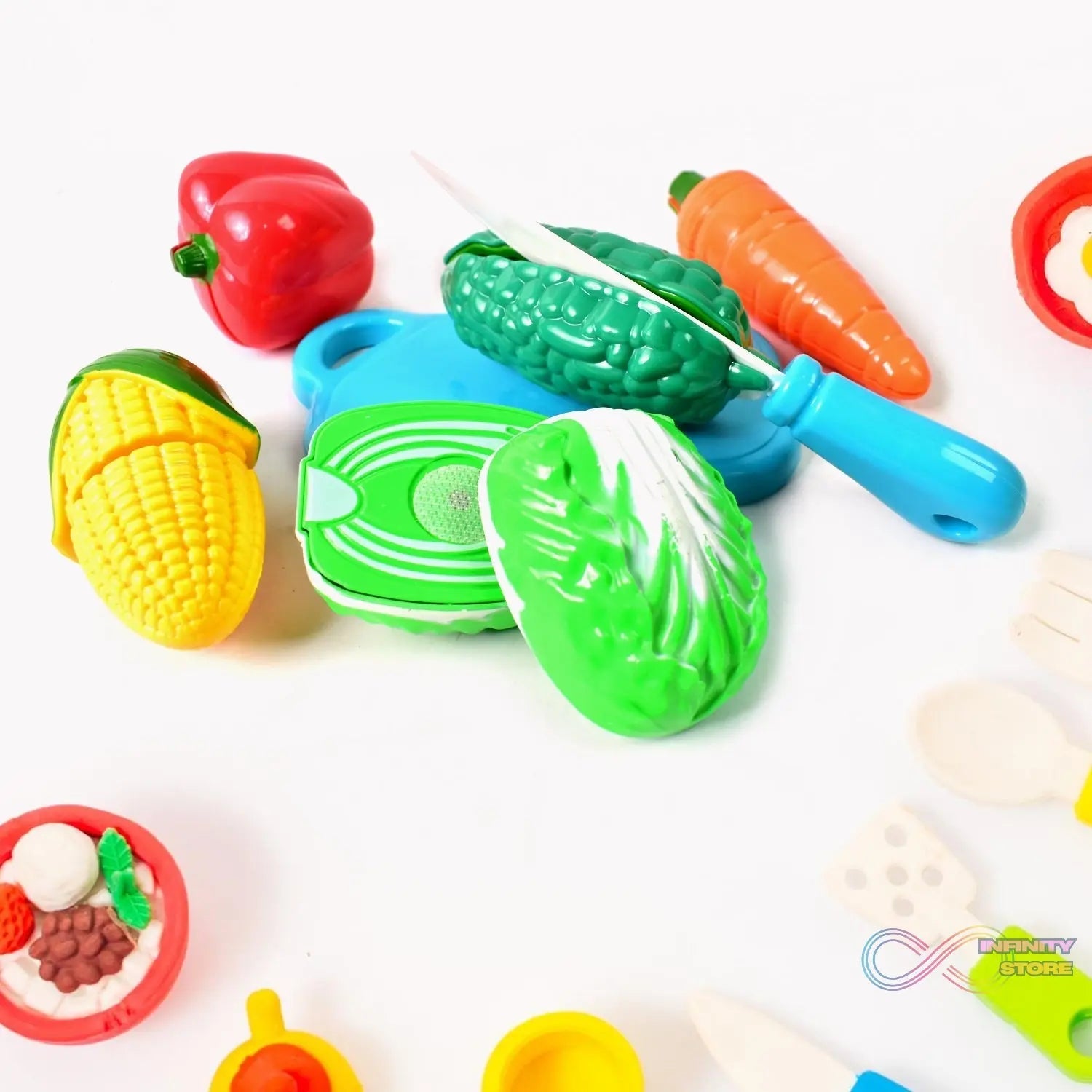 Realistic slice - able fruits and vegetables cut in 2 part play toy set - infinityexculsivestore.com