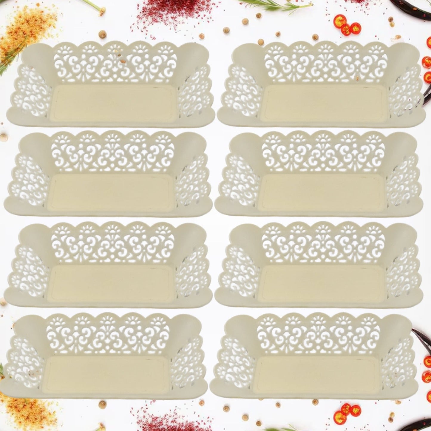 Rectangle Plastic Dinner Plate Snacks / Breakfast, Restaurant Serving Trays Home School Coffee Hotel Kitchen Office (8 Pcs Set) - infinityexculsivestore.com