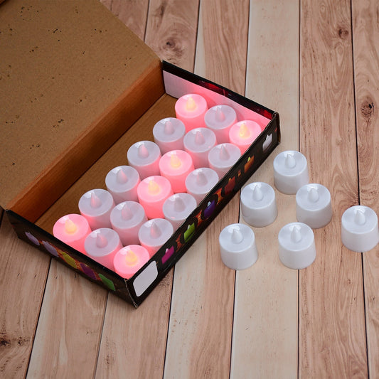Red Flameless LED Tealights, Smokeless Plastic Decorative Candles - Led Tea Light Candle For Home Decoration (Pack Of 24) - infinityexculsivestore.com