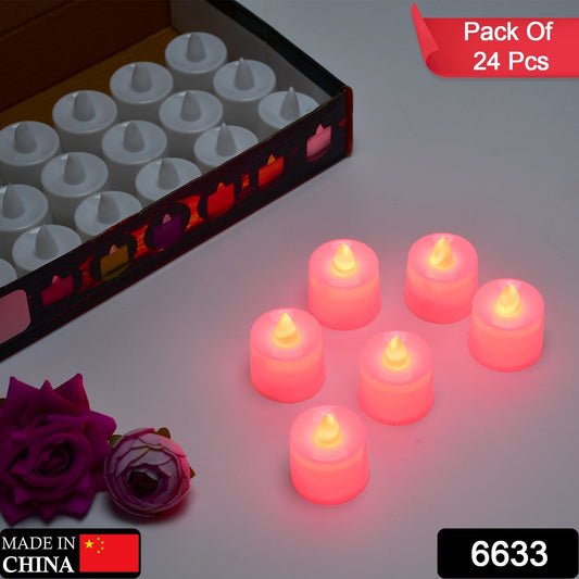 Red Flameless LED Tealights, Smokeless Plastic Decorative Candles - Led Tea Light Candle For Home Decoration (Pack Of 24) - infinityexculsivestore.com