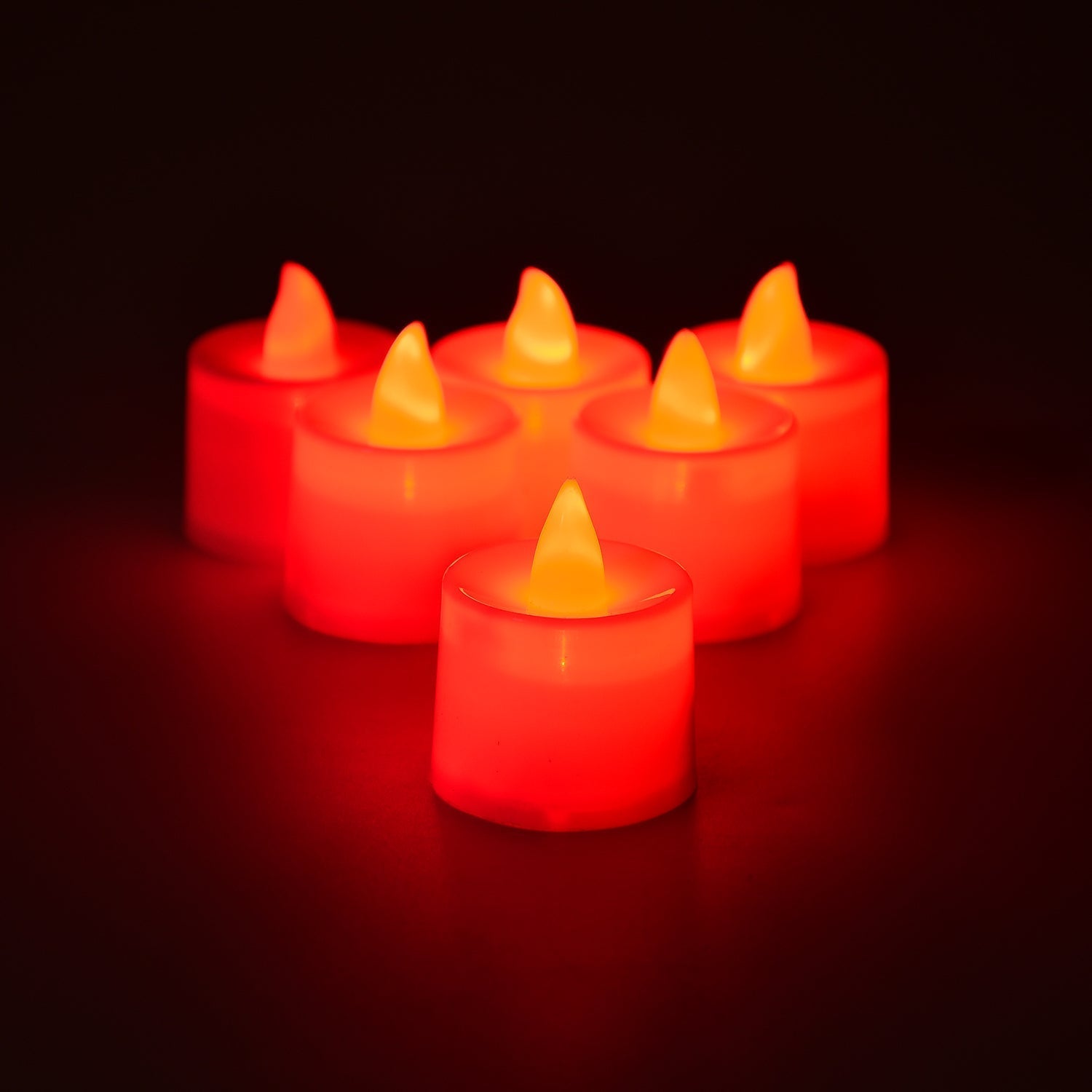 Red Flameless LED Tealights, Smokeless Plastic Decorative Candles - Led Tea Light Candle For Home Decoration (Pack Of 24) - infinityexculsivestore.com