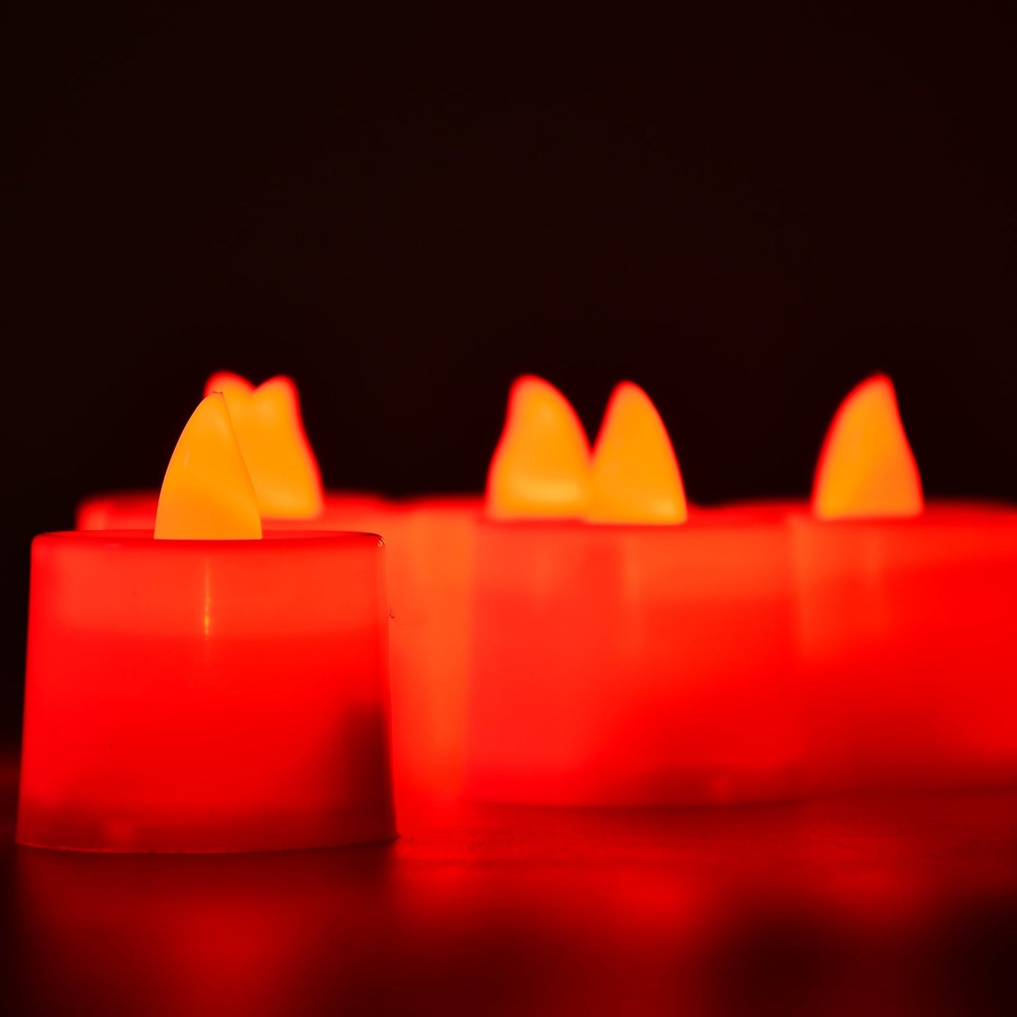 Red Flameless LED Tealights, Smokeless Plastic Decorative Candles - Led Tea Light Candle For Home Decoration (Pack Of 24) - infinityexculsivestore.com