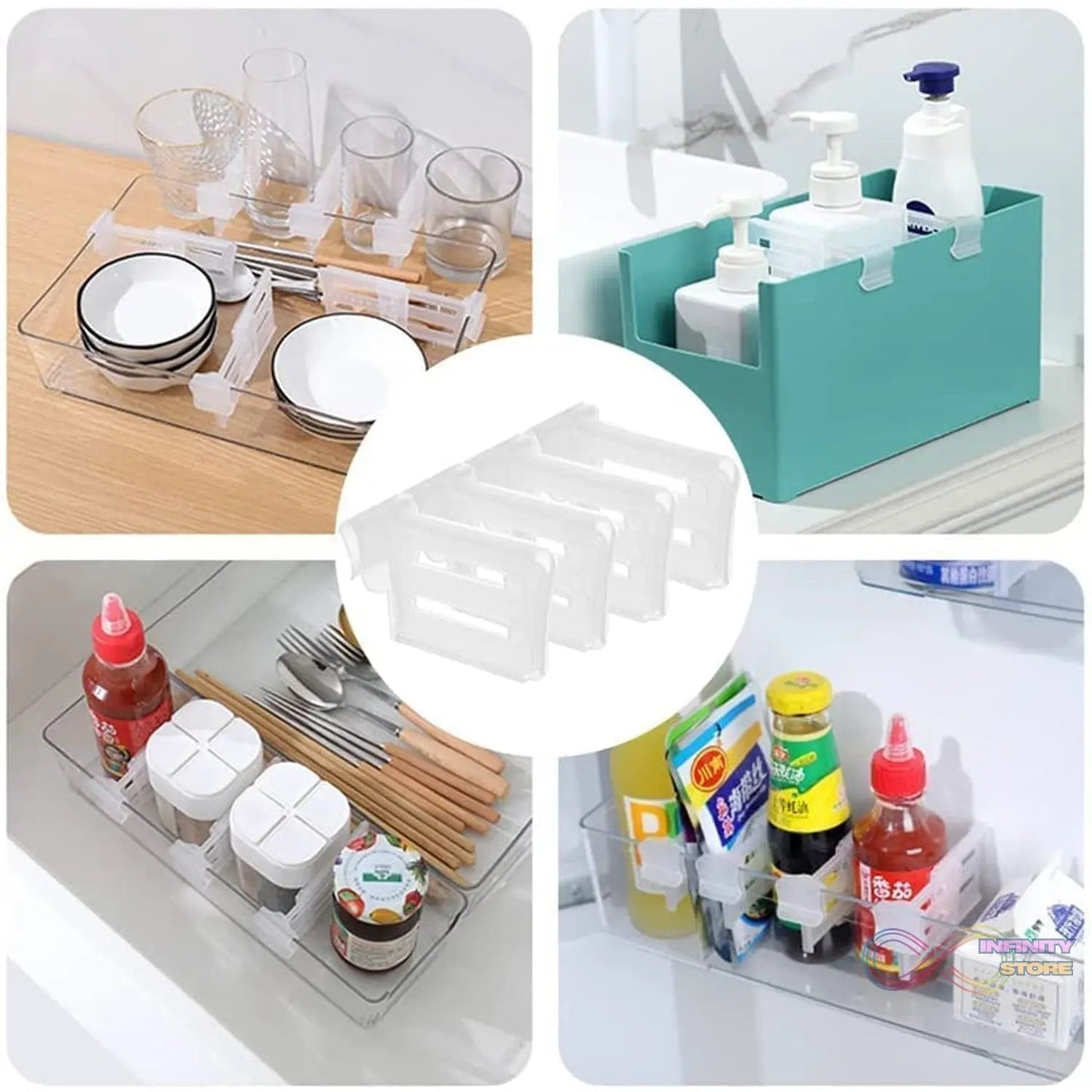 Refrigerator Internal Drawer Shelf Divider Clip (4 Pcs Set) - infinityexculsivestore.com